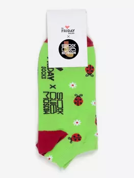 Носки короткие с рисунками St.Friday Socks x Sock Club Moscow, Божьи коровки, Зеленый