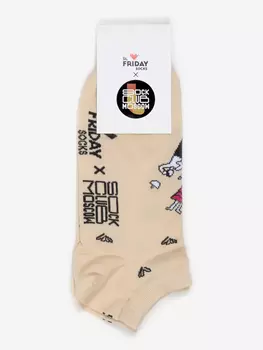 Носки короткие с рисунками St.Friday Socks x Sock Club Moscow, Отдыхающие, Бежевый