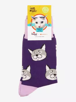 Носки с рисунками St.Friday Socks, Дворовый кот, Фиолетовый