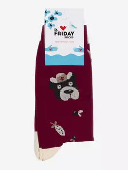 Носки с рисунками St.Friday Socks, Миша в шапке, Красный