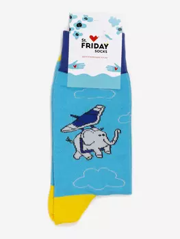 Носки с рисунками St.Friday Socks - Слоновий дельтаплан, Голубой