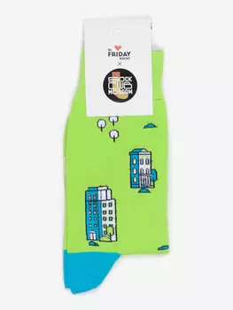 Носки с рисунками St.Friday Socks x Sock Club Moscow, Новостройки, Зеленый