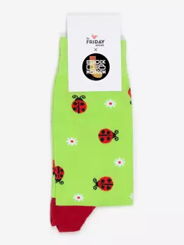 Носки с рисунками St.Friday Socks x Sock Club Moscow, Божьи коровки, Зеленый