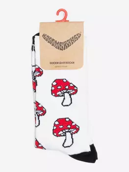 Носки спортивные Booomerangs с рисунками, Грибочки, Белые, Белый