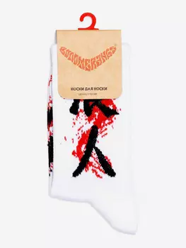 Носки спортивные Booomerangs с рисунками в японском стиле в японском стиле, Ронин, Белые, Серый