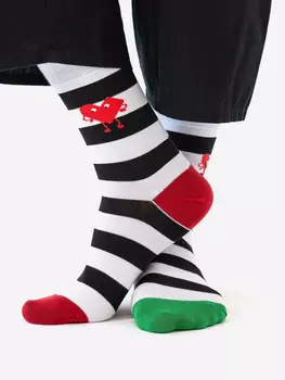 Носки St. Friday Socks, Полоски с сердечком, Черный