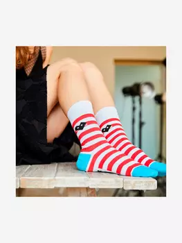 Носки St. Friday Socks, Полоски с сердечком, Красный