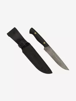 Нож ЦМ Златоустовский оружейный завод Бекас (нержавеющая дамасская сталь, микарта черная) нож для охоты, разделочный нож, Черный