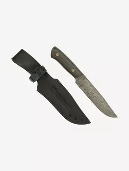 Нож ЦМ Златоустовский оружейный завод Секач (нержавеющая дамасская сталь, микарта) нож для охоты, разделочный нож, Серый