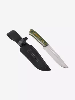 Нож ЦМ Златоустовский оружейный завод Секач (сталь 95x18, микарта желто - зеленая) нож для охоты, разделочный нож, Зеленый