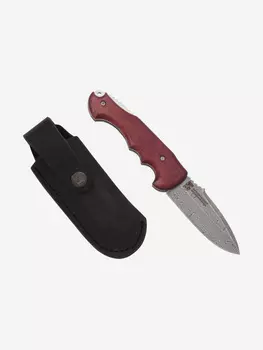 Нож складной автоматический Златоустовский оружейный завод НС-4 (нержавеющая дамасская сталь, амарант), Красный