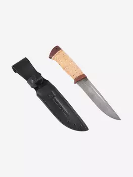 Нож Златоустовский оружейный завод Бекас (нержавеющая дамасская сталь, береста/текст.) нож для туризма, Бежевый