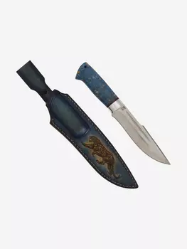 Нож Златоустовский оружейный завод Хищник (сталь AUS10, кап клена стабилизированная/ал.) нож для охоты, разделочный нож, Синий