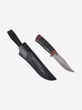 Нож Златоустовский оружейный завод Клычок (нержавеющая дамасская сталь, кожа/текст.) нож для туризма, Черный