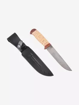 Нож Златоустовский оружейный завод Лиса (нержавеющая дамасская сталь, береста/текст.) нож для туризма, Бежевый