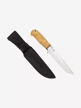 Нож Златоустовский оружейный завод Лиса (сталь VG 10, кап клена стабилизированный/ал.) нож для туризма, Желтый