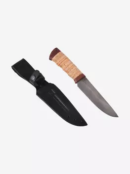 Нож Златоустовский оружейный завод Пума (нержавеющая дамасская сталь, береста/текст.) нож для туризма, Бежевый