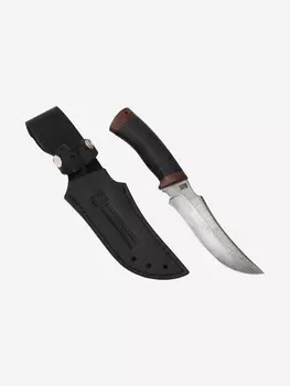 Нож Златоустовский оружейный завод Сокол (нержавеющая дамасская сталь, кожа/текст.) нож для охоты, разделочный нож, Черный