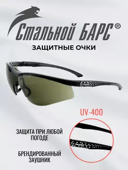Очки защитные РОСОМЗ О51 Стальной БАРС СтронГлас стрелковые, Черный