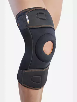 Окутывающий коленный ортез с полицентрическими ребрами жесткости, Черный