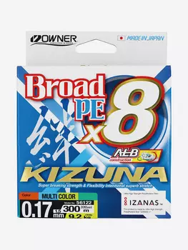 OWNER Шнур Kizuna X8 Broad PE multi color 10м 300м 0,17мм 9,2кг, Мультицвет