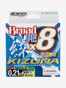 Шнур OWNER Kizuna X8 Broad PE multi color 10м 300м 0,21мм 15,3кг, Мультицвет
