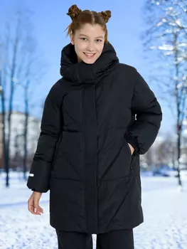 Пальто утепленное для девочек Oldos!, Черный