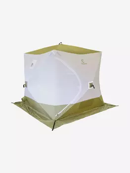 Палатка зимняя куб Следопыт 2,1 х2,1 м, Oxford 210D PU 1000, S по полу 4,4 кв.м, цвет оливковый, белый., Зеленый