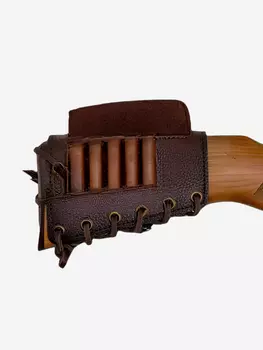 Патронташ на приклад Хольстер Царская охота 5 патронов с ночной оптикой кожа, Коричневый