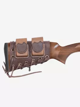 Патронташ на приклад Хольстер Царская охота с чехлом под зап.магазин 3-5п кал.REM223 и аналоги до 60мм кожа, Коричневый