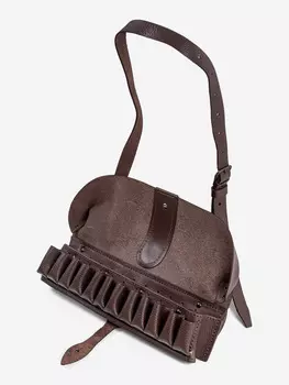 Патронташ поясной Хольстер 24п .12кал. двухрядный кожа коричневый, Коричневый