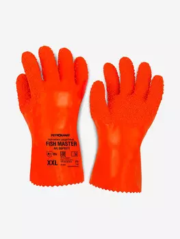 Перчатки рыболовные Петроканат FISH MASTER с гранулированной поверхностью 30 см, оранжевые, 1 пара (для промышленной морской ловли), Оранжевый