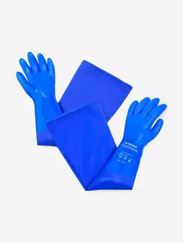 Перчатки рыболовные Петроканат FISHERMAN 27 см, с рукавом 40 см, синие, 1 пара (для промышленной морской ловли), Синий