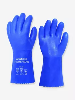 Перчатки рыболовные Петроканат FISHERMAN 30 см, синие, 1 пара (для промышленной морской ловли), Синий