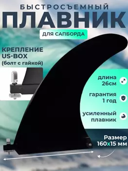 Плавник для сапборда стандарт US-box, Черный