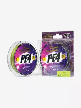 Плетеный шнур для рыбалки Power Phantom PE4, 135м, зеленый #0.8, 0.14мм, 6.8кг, Зеленый