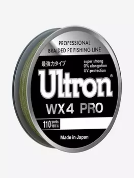 Плетеный шнур для рыбалки ULTRON WX 4 PRO 0,17 мм, 11,0 кг, 100 м, хаки, Зеленый