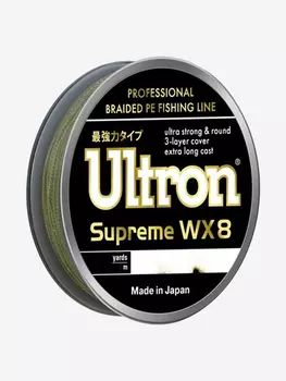 Плетеный шнур для рыбалки ULTRON WX 8 Supreme 0,21 мм, 18,0 кг, 137 м, хаки, Зеленый