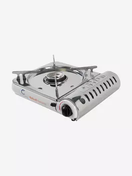 Плита газовая туристическая Следопыт - DeluxE, с подогревом, нержавеющая сталь., Серебряный