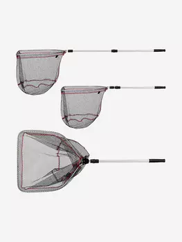 Подсачек Akara PF-2-1 50x55 см прямоугольный 2 колена резининовая сетка разборный L160, Мультицвет