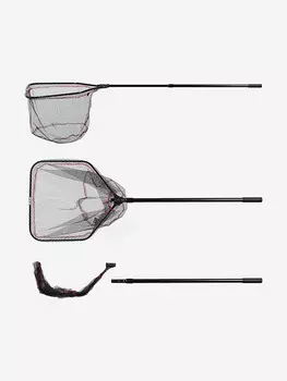 Подсачек Akara PF-8 60x60 см прямоугольный 2 колена складная голова резиновая сетка L245, Мультицвет