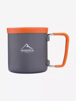 Походная кружка для горячего питья / кофе / чая. Круглая чашка Widesea (0,48 л) с двумя складными ручками, Серый