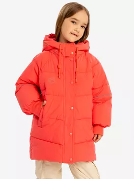 Полупальто демисезонное с капюшоном и принтом лапки для девочки Button Blue, Красный