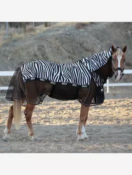 Попона антимоскитная Первая Конная Мануфактура AIR MAX ZEBRA с подпузником и съёмным капором, Черный
