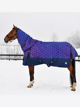 Попона прогулочная зимняя Первая Конная Мануфактура OKINAWA со съёмным капором, Синий