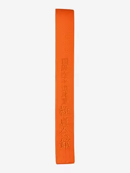 Пояс для кимоно взрослый ТОР с вышивкой "Киокусинкай", Оранжевый