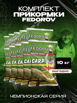 Прикормка для рыбалки ALLVEGA Fedorov Record крупный карп 10 пакетов по 1 кг, Желтый