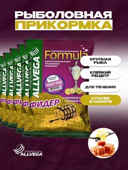Прикормка для рыбалки ALLVEGA Formula фидер река 5 пачек, Коричневый