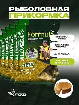 Прикормка для рыбалки ALLVEGA Formula крупный лещ 10 пачек, Желтый