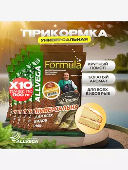 Прикормка для рыбалки ALLVEGA Formula универсальная 10 пачек, Коричневый